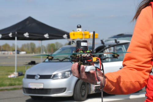 Holding a drone prototype